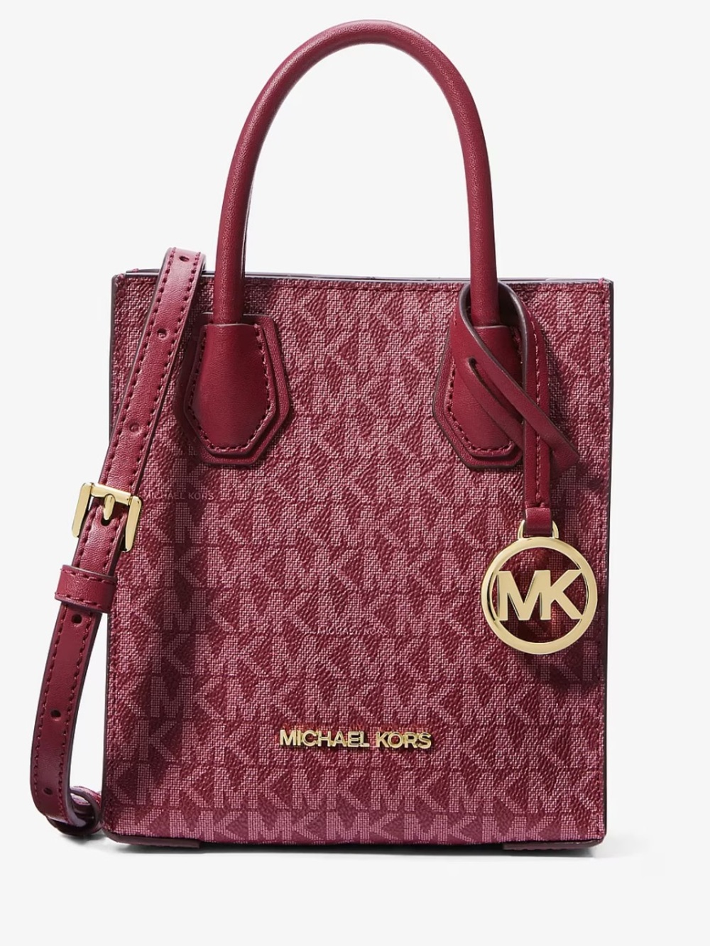 Michael Kors Mercer Mini Tote in mulberry with Gold Hardware and strap NWOT